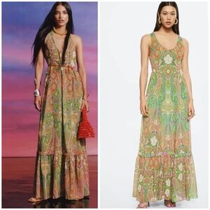 Mango paisley printed gauzy maxi dress size S